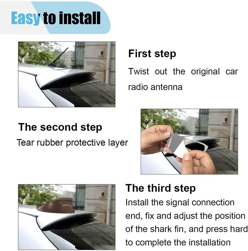LHDOS Car Shark Fin Antenna Cover, Plastic Automotive Signal Roof Aerial Base Cover with Adhesive Tape, Universal Vehicle Decorative Replacement Accessories for Car Truck SUV (Brown) - Image 4